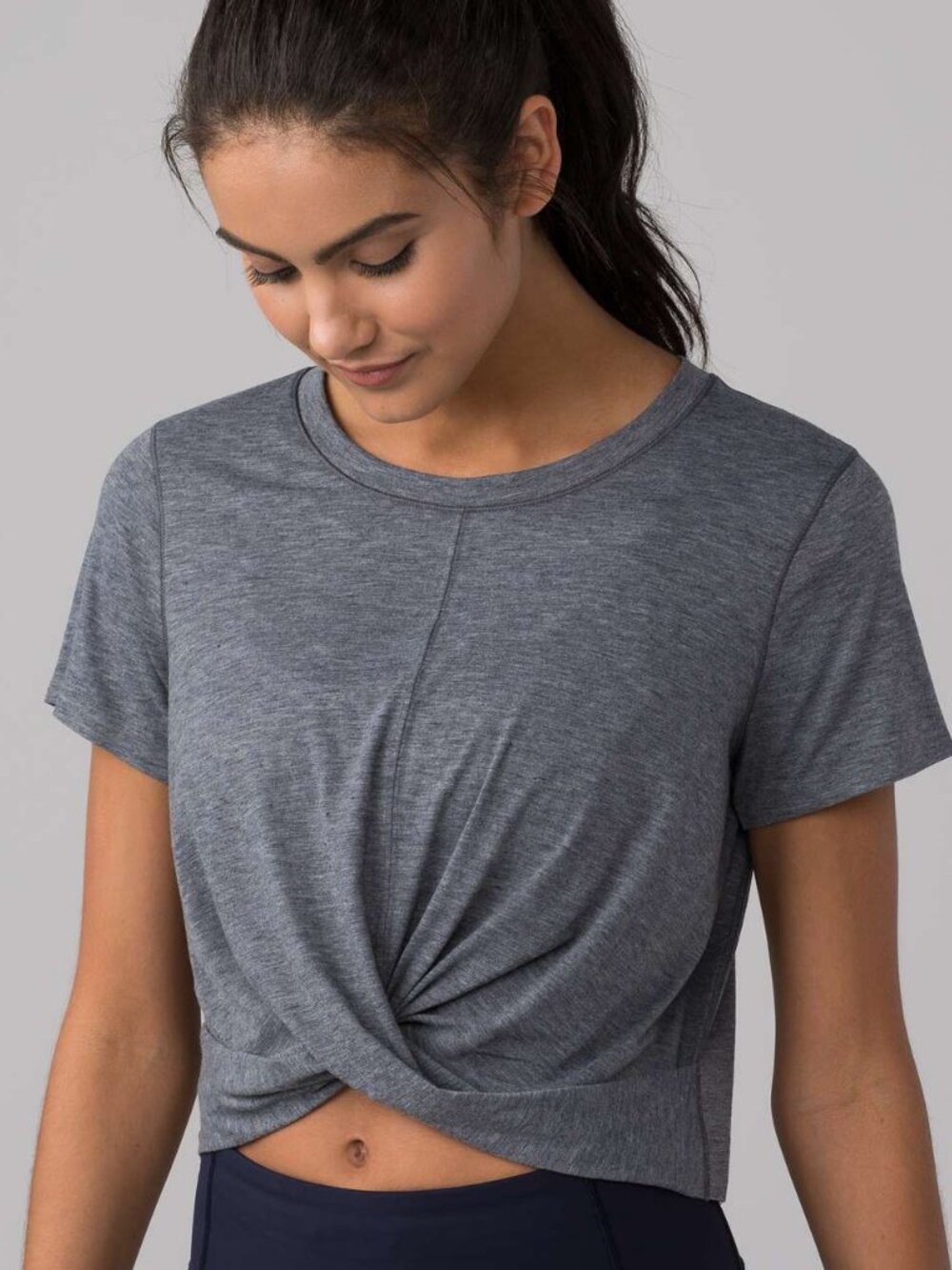 Lululemon athletica, Intended Crop Tee, Front Twist, Size 4 Small Gray